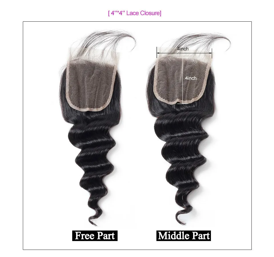 Pacotes de Onda Solta com Fecho Pacotes com Fechamento Humano com Frontal Allove Profunda Cabelo Peruano Remy 100% Pacotes Não 10 Pacotes com 34 com fecho