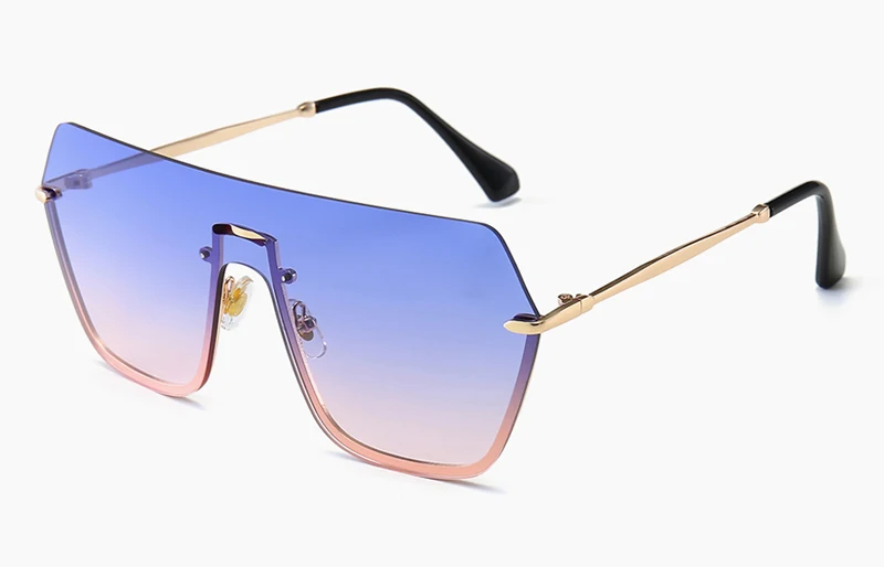 blue pink lens Peekaboo негабаритных цельные солнцезащитные очки мужские без оправы градиентные линзы женские солнцезащитные очки металлическая оправа uv400 Мужские очки - Цвет линз: blue pink lens