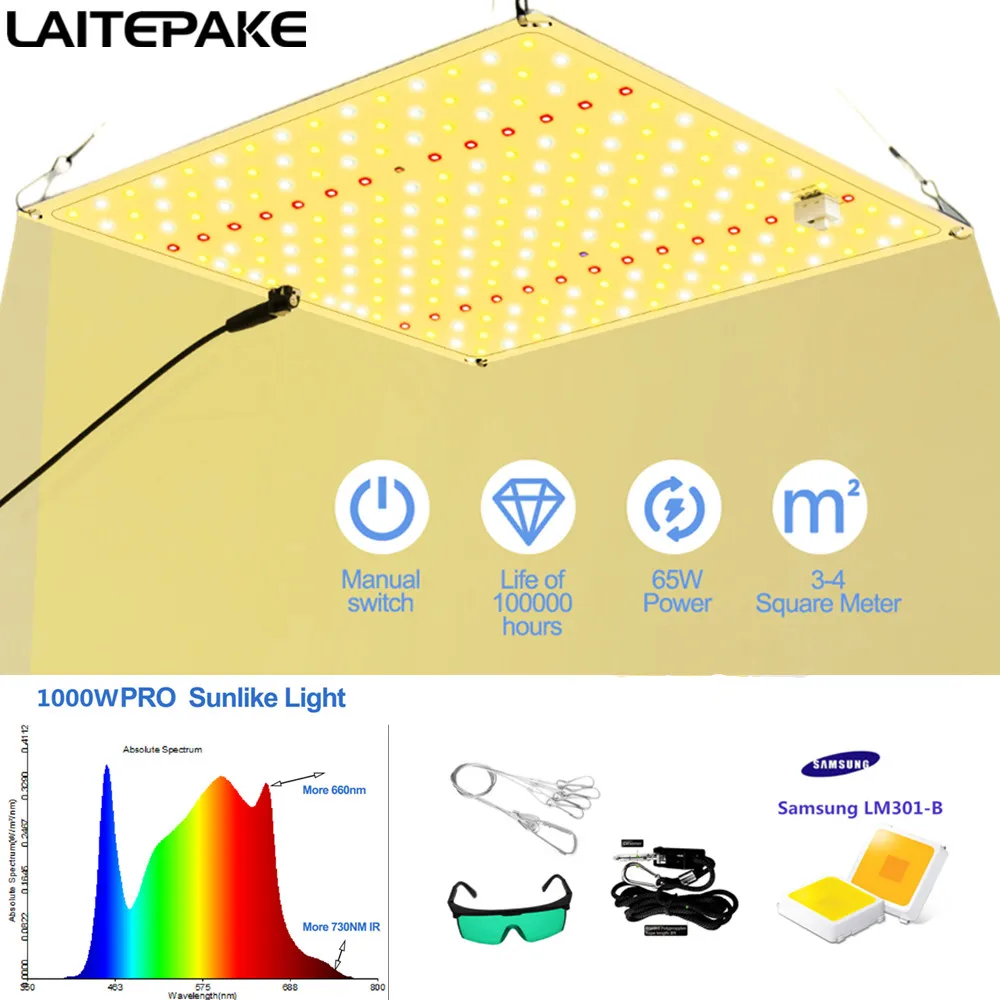 O diodo emissor de luz de samsung lm301b cresce a placa quantum cresce o espectro completo 1000w conduziu a crescer com ir/uv veg/bloom para crescer a lâmpada da barraca phytolamp