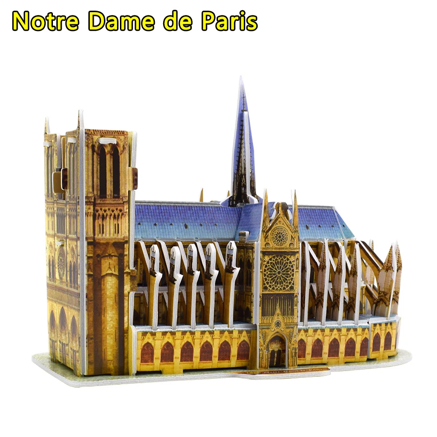 Notre Dame de Paris 3D головоломка Бумага в собранном виде Сборная модель игрушки для детей игры World паззл с архитектурой игрушка для обучения подарки