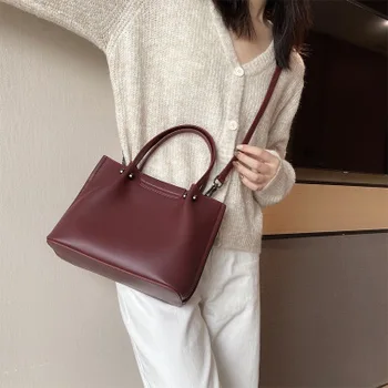 

women split leather black apricot grey tote bag for female daily large capacity one shoulder bag