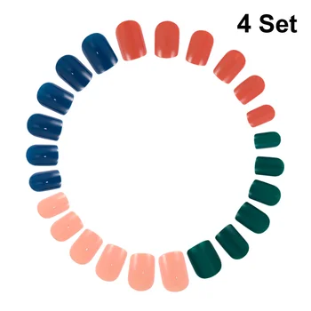 

4 Sets Fashion Nail Patch Detachable Nail Decals Fake Finished Nail Tips Nail Art Stickers Manicure Tool for Girls Ladies (4 Pat