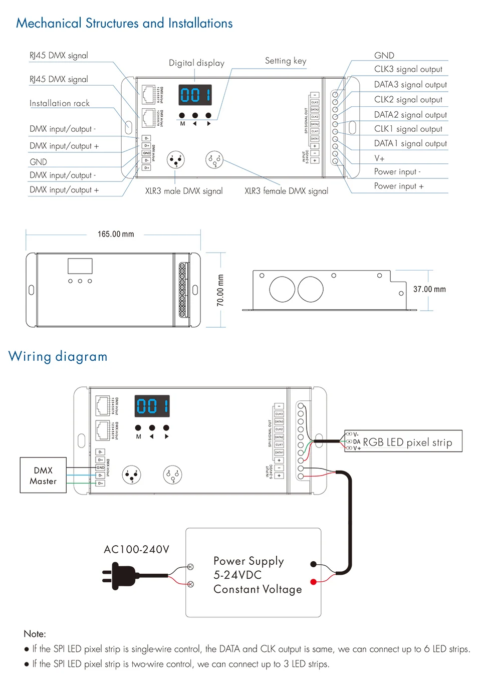 Светодиодный DMX512 SPI декодер DMX-SPI конвертер 1024 в горошек ttl пикселей контроллер поддерживает 6803/8806/2811/2812/2801/3001/9813 ic