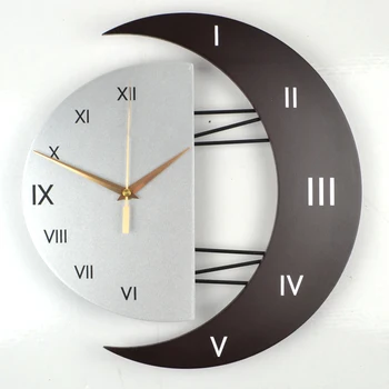 

Creative Wall Clock Moon Quartz Simple Roman Wall Clock Living Room Modern Design Zegary Scienne Home Porch Decoration AA60ZB