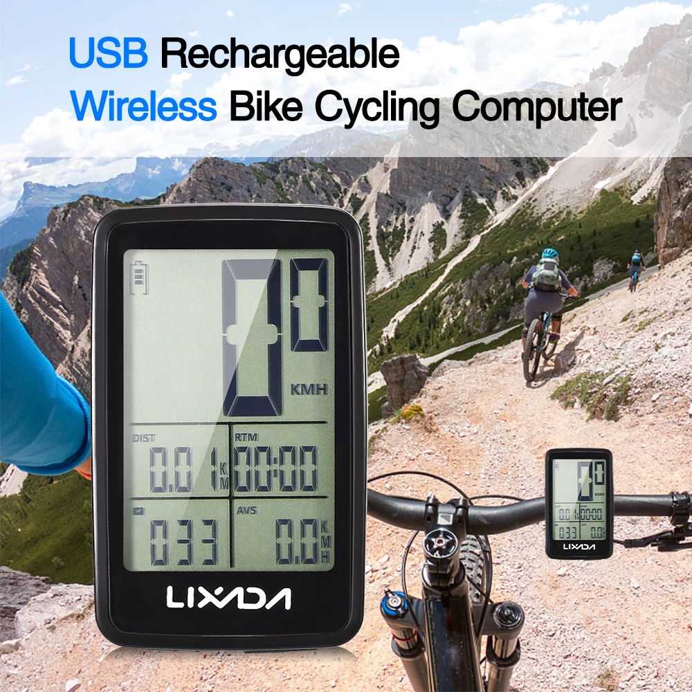 Waterproof Wireless Bike Computer USB Rechargeable Cycling Speedometer Odometer 