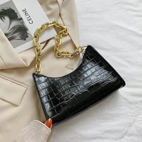 Fashion Crocodile Pattern Baguette bags MINI PU Leather Shoulder Bags For Women Chain Design Luxury Handbag Female Clutch Purse