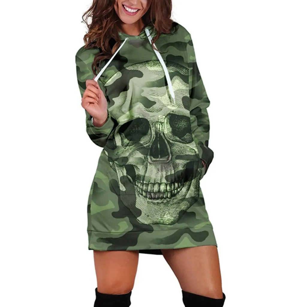 Camouflage Skull Long Sleeve Hoodie 3