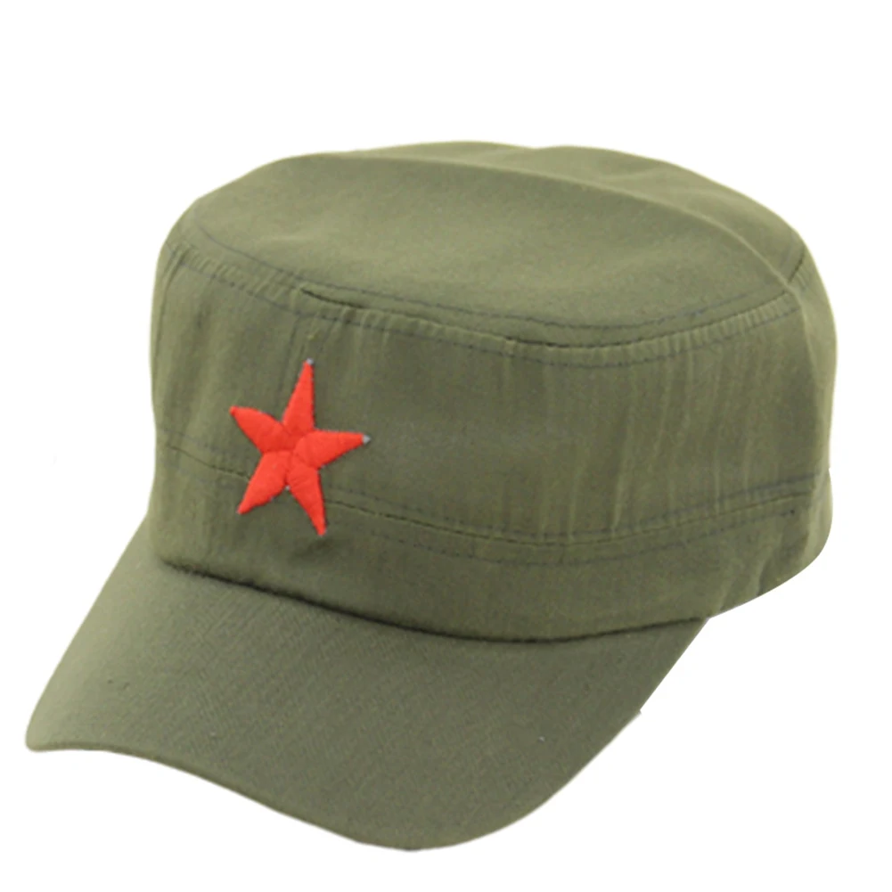 army green Красная пятиконечная звезда Вышивка армейские кепки черная гладкая шляпа камуфляжная армейская бейсболка уличная твердая папа кость хлопок - Цвет: army green