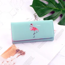 

New Lovely Flamingo Print Fashion Women Long Wallet Large Capacity Clutch Purse With Phone Bag PU Leather Ladies Wallets