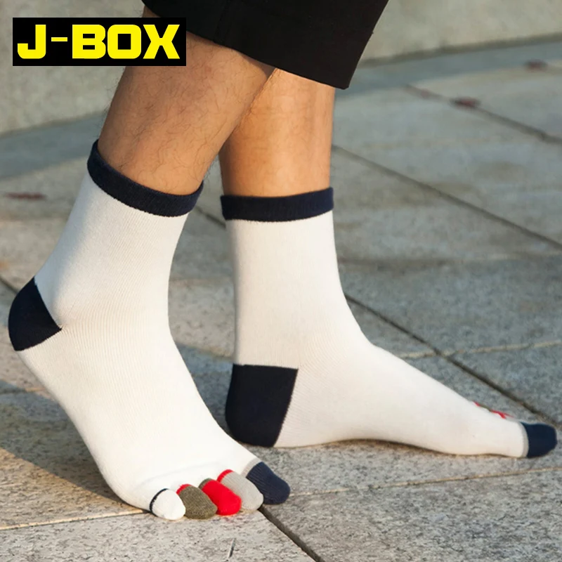 J BOX 5 пар/партия мужские носки хлопковые Дышащие длинные с пятью носками для