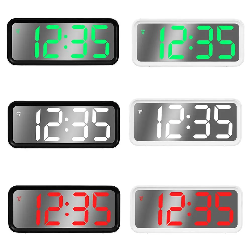 Wall Clock Clock Parts Electronic Alarm Clock Noiseless Design Digital LED Large Display Mirror Electronic Clock Memory Function USB Charging Clocks