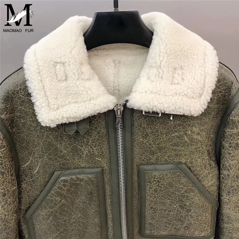 Женские кожаные меховые пальто из овечьей кожи куртки овчины женская модная