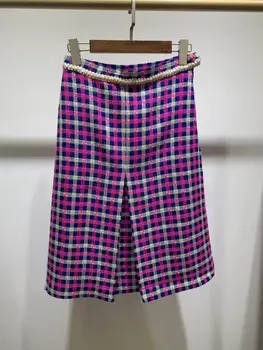 

2019 Latest Women Fashion Skirts Casual runway plaid Skirt with lining