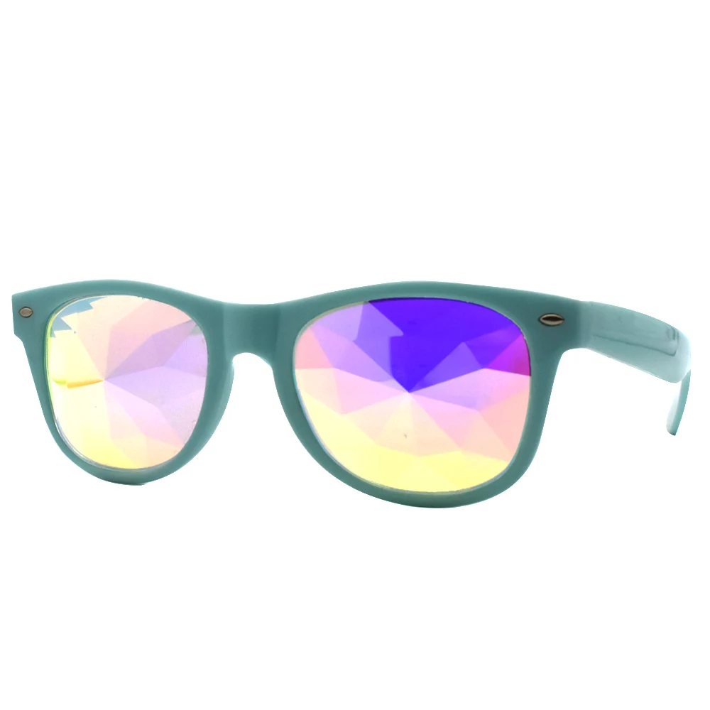 New Rainbow Square Kaleidoscope Glasses Men Transparent Frame Rave Festival Sunglasses Women EDM Diffraction Party Eyewear