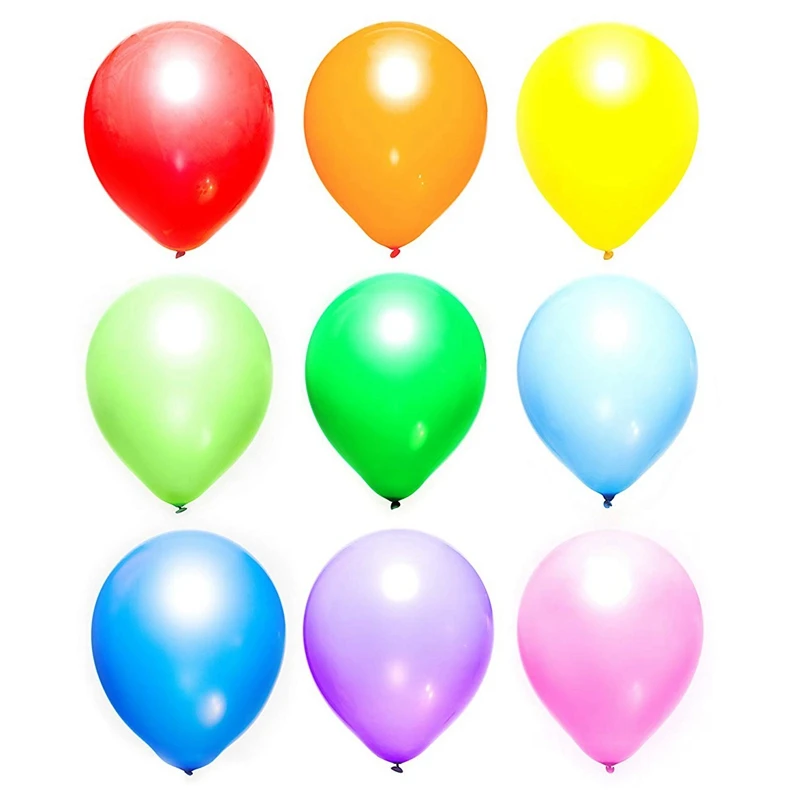 

Party Balloons 12 Inch Rainbow Set (100 Pack), Assorted Colored Balloons Bulk Made Strong Latex Helium Air Use, Birthday Balloon