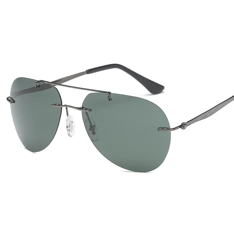 HBK, поляризационные солнцезащитные очки без оправы, ультралегкие, без оправы, для вождения, для пилота, солнцезащитные очки, Oculos De Sol, UV400, подарок, PM0077 - Цвет линз: C2 Dark Green