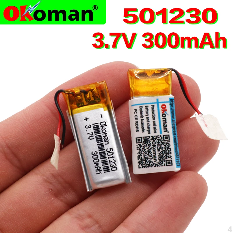 Высокая емкость 300 мАч 3 7 V 501230 полимерный аккумулятор Li po ion Перезаряжаемые