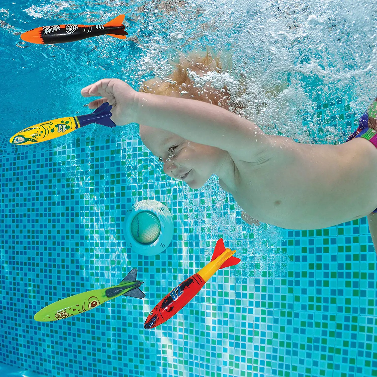 Diving Torpedo Rocket Throwing Toys Pool Diving Game Summer Torpedo Robber Child Underwater Diving Stick Water Toy 18-22pcs 6