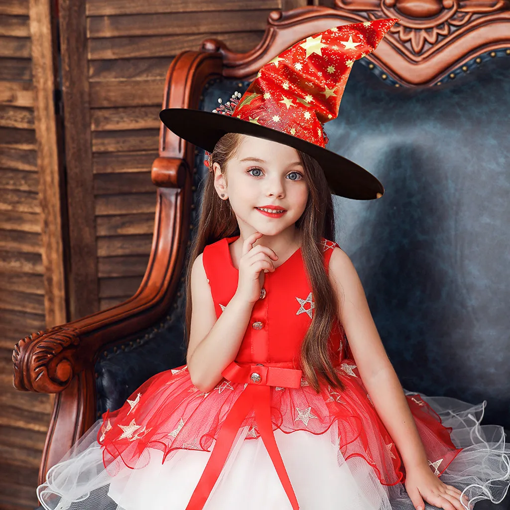 

Autumn Kids Witch Costumes Girl Leggings Witch Hat Clothing Set Child Halloween Costume Girl Christmas Dress Infant Party Dress
