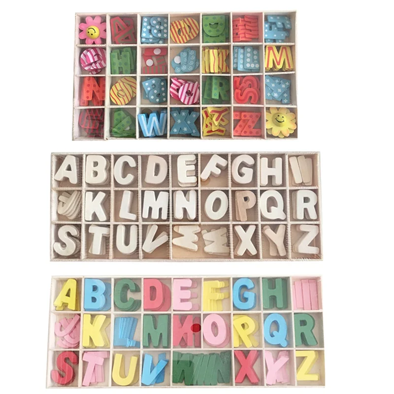 

Childen Early Learning Toys Wooden Letters A-Z Colorful Alphabets English Letters Building Blocks Creative Kids Educational Toys