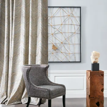 

American-Style European-Style Yarn-Dyed Jacquard Simple Modern Semi-Shading Curtins for Living Room Bedroom Blackout Curtain