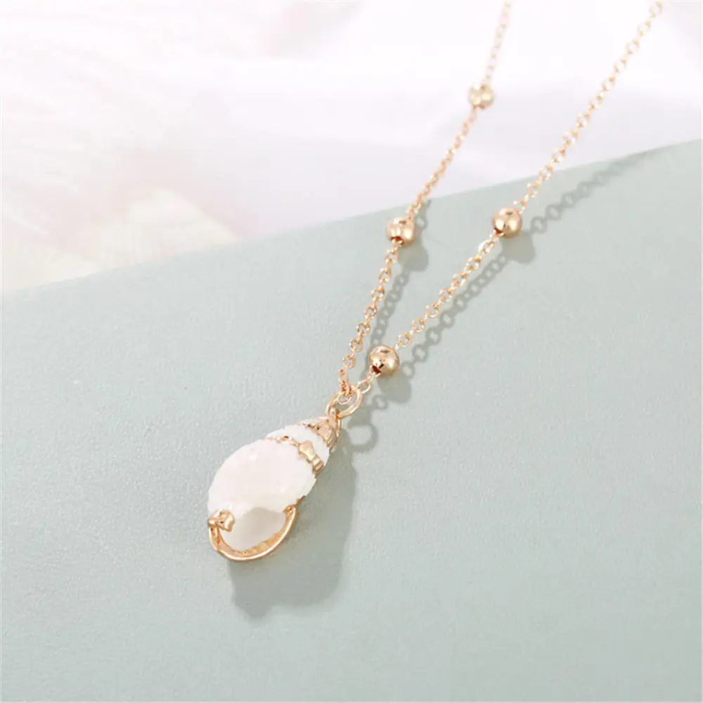 Boho браслет из прородного белого камня ожерелье из ракушечника для женщин Летний морской пляж золотой моды оболочки кулон ожерелье ювелирные изделия горячая распродажа