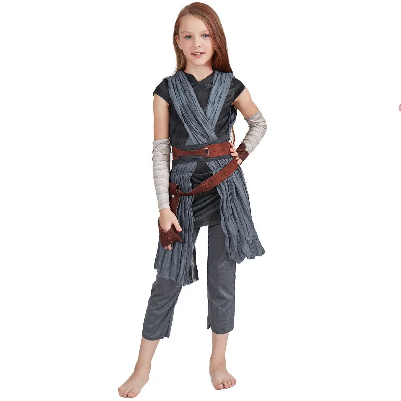Костюм «The Force Awakens Star Wars Rey»; Детские костюмы на Хэллоуин для костюмированной вечеринки; полный комплект для девочек