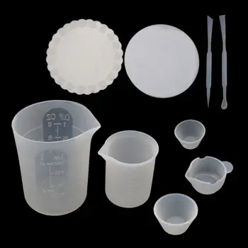 

9Pcs Silicone Mat Epoxy Resin Mixing Measuring Cups Tools Kit Cups 100ml 250ml Sticks Spoon Resin Casting Jewelry Making