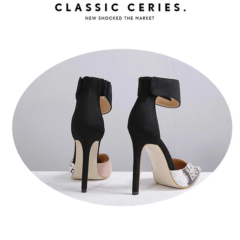 SWQZVT Snake pattern high heels women shoes pointed thin heel sexy female pumps 2020 spring summer leather women party shoes new (7)