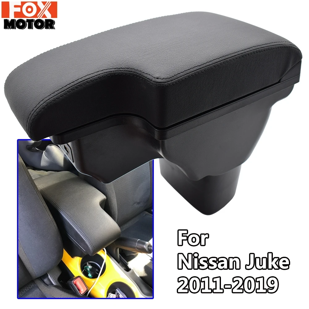 Black Armrest For Nissan Juke ESQ 2011-2019 New USB Storage Box Modification