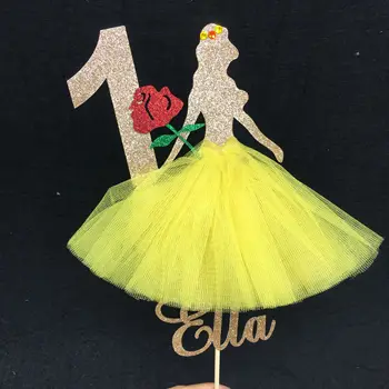 

Belle Cake Topper Glitter Topper Birthday Party Decorations Party Supplies Beauty And Beast Cake Topper Princess Belle Topper