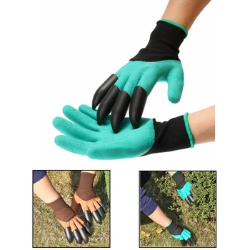 

Safety Garden Gloves with Plastic Fingertips Claws for Dig Plant Gardening Rose Planting Pruning Gloves Mittens Digging Gloves