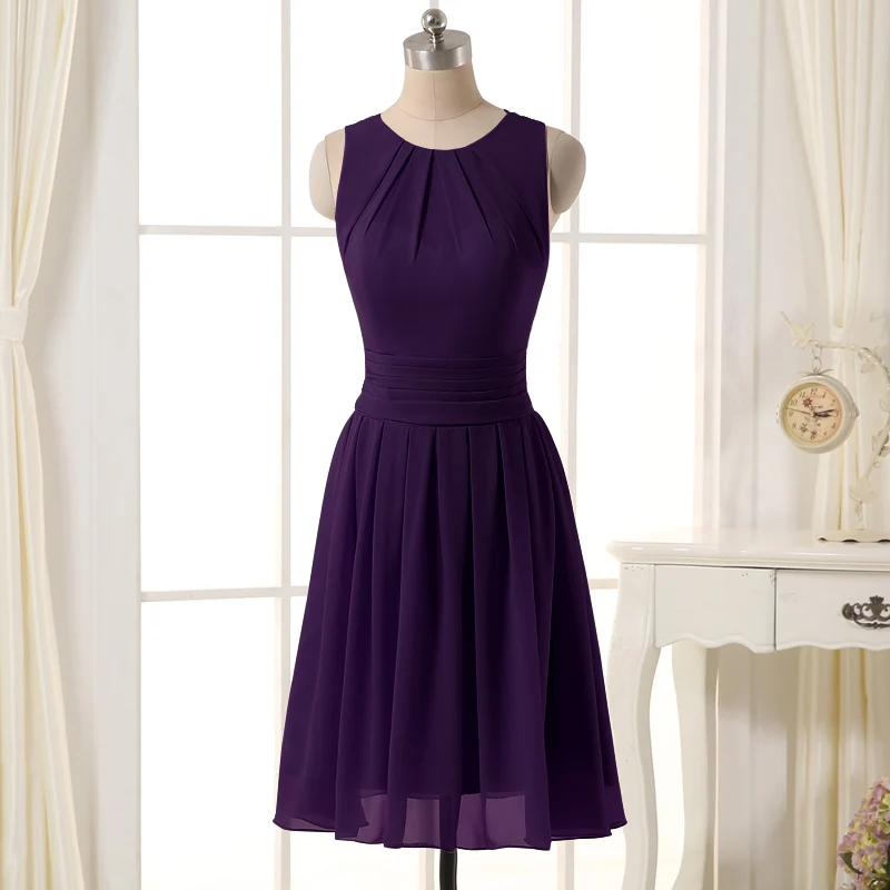 Вечерние Короткие коктейльные платья до колена со складками - Цвет: Purple