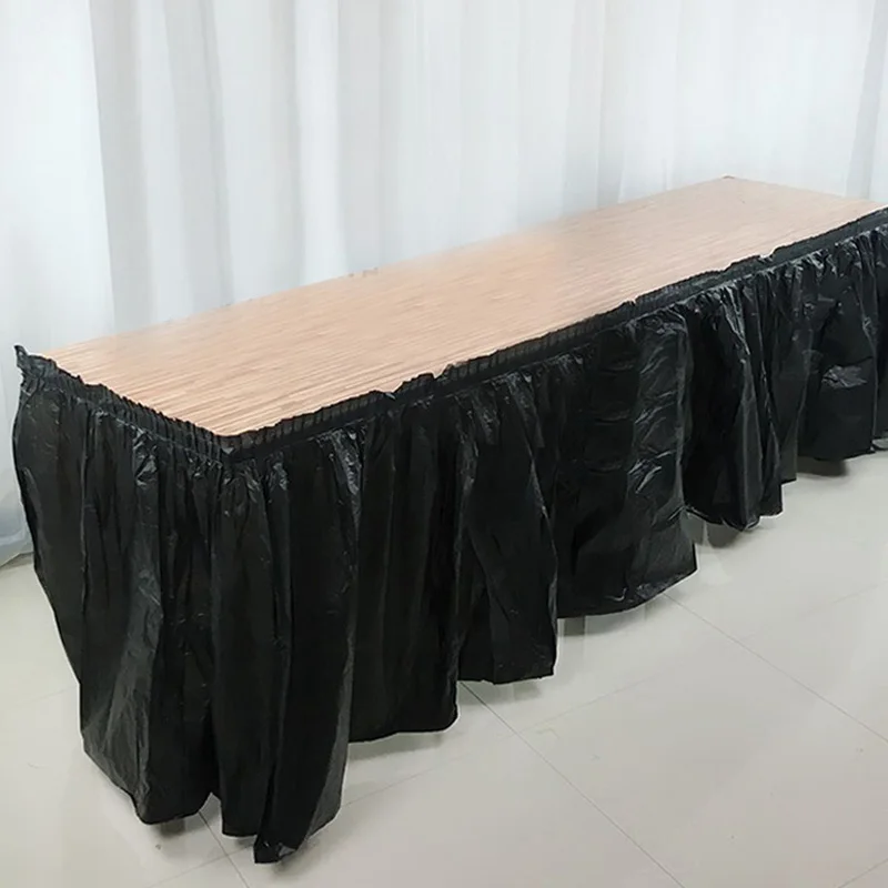 Solid Color Disposable Plastic Table Skirt Baby Shower Birthday Party Outdoor Wedding Party Table Skirt Decoration