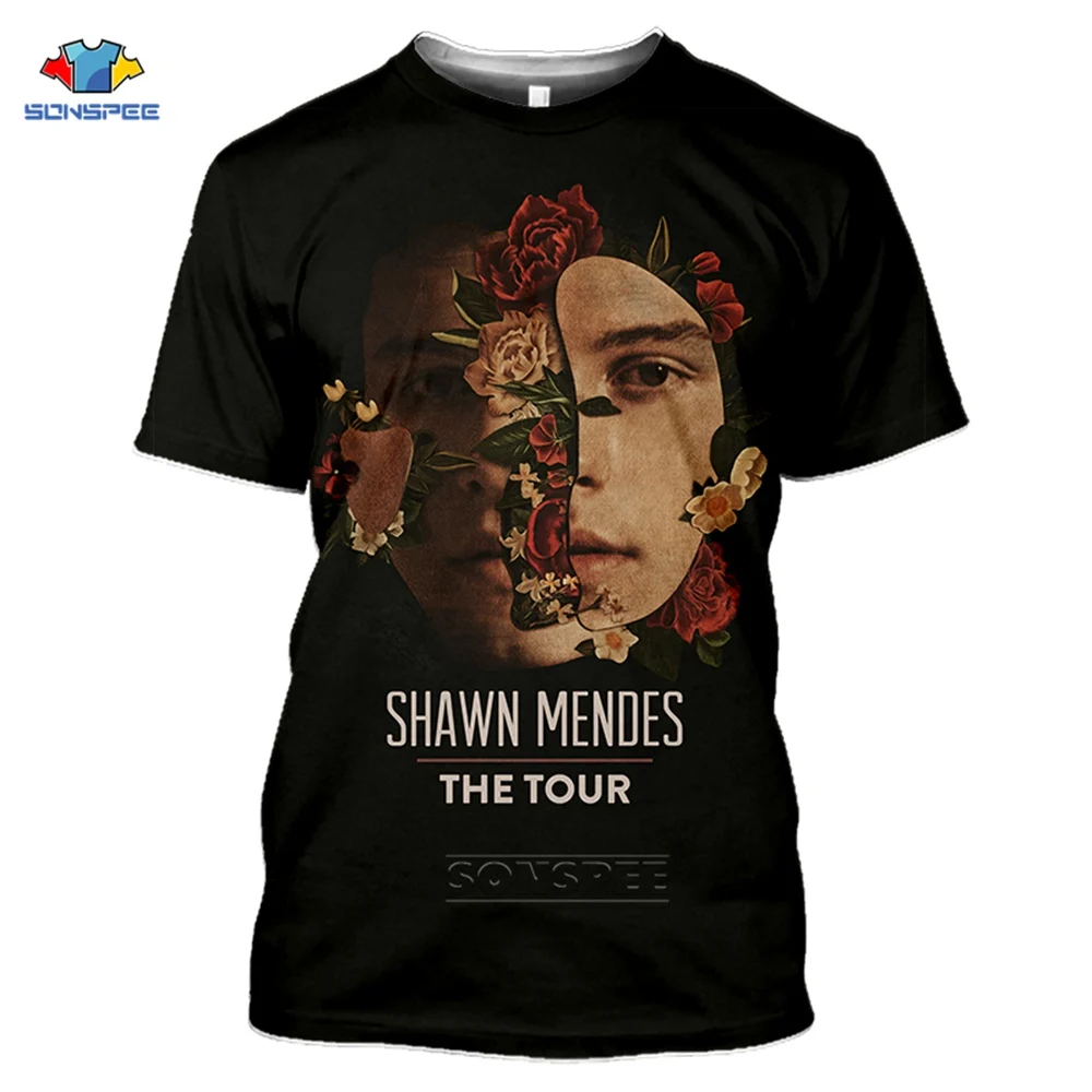

SONSPEE Canada Singer Shawn Mendes T-shirts Short Sleeve 3d Print Summer Casual Harajuku T Shirt Women Mens Hip Hop Top Clothes