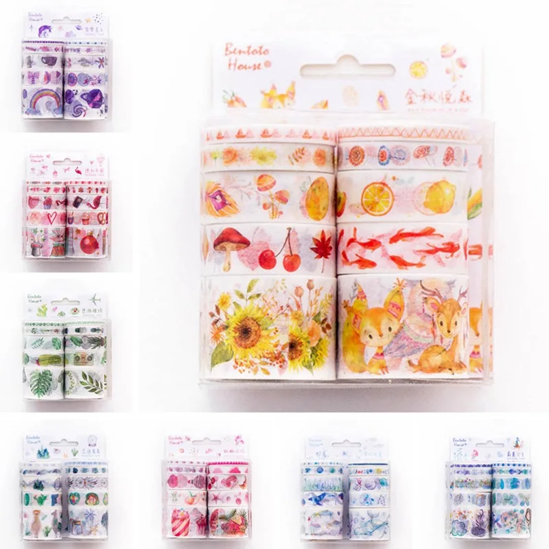 10 шт./компл. красочная лента washi липкая Бумага малярный скотч этикетка Craft декоративные DIY школьные канцелярские принадлежности