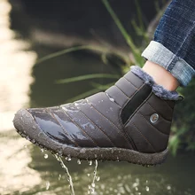 Большой размер 48, низкие водонепроницаемые зимние кроссовки для мужчин и женщин, теплая флисовая уличная походная обувь зимние ботинки унисекс без шнуровки