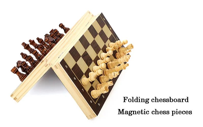 Jeu d'échecs pliant magnétique en bois