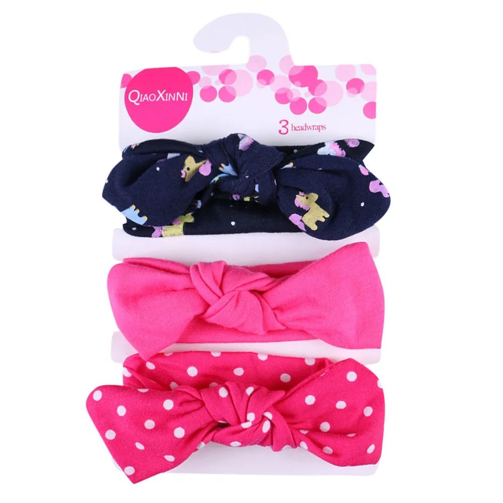 3pcs/lot Cute Bow Baby kids Simple Bunny Ear Bow Hairband Turban Newborn Headbands Hairbands for Kids Baby Hair Accessories