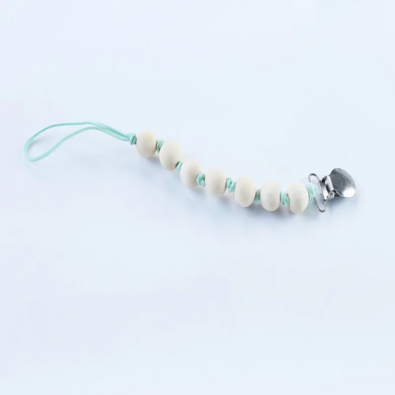Светло-зеленый Newborn Baby Boy Girl Pacify Pacifier Clips Wooden Silicone Beads Chain Dummy Clip Nipple Holder For Nipples Children Soother - Цвет: Светло-зеленый