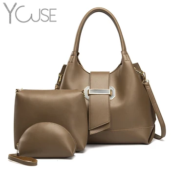 

YOUSE 3 Piece Set PU Leather Women Handbag Large Capacity Ladies Shoulder Bucket Bag Fashion Women Handbag