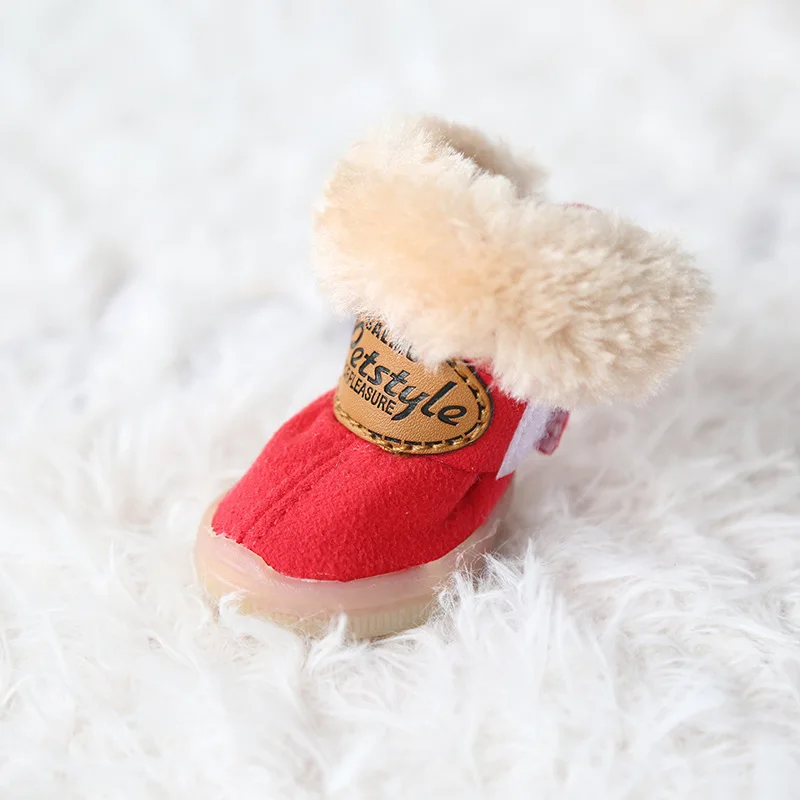 Плюшевые игрушки для домашних животных зимняя обувь Dog Snow сапоги щенок собака на резиновой подошве Теплая Обувь для собак, Костюмы для собак одежда йоркширского терьера 4 шт./компл