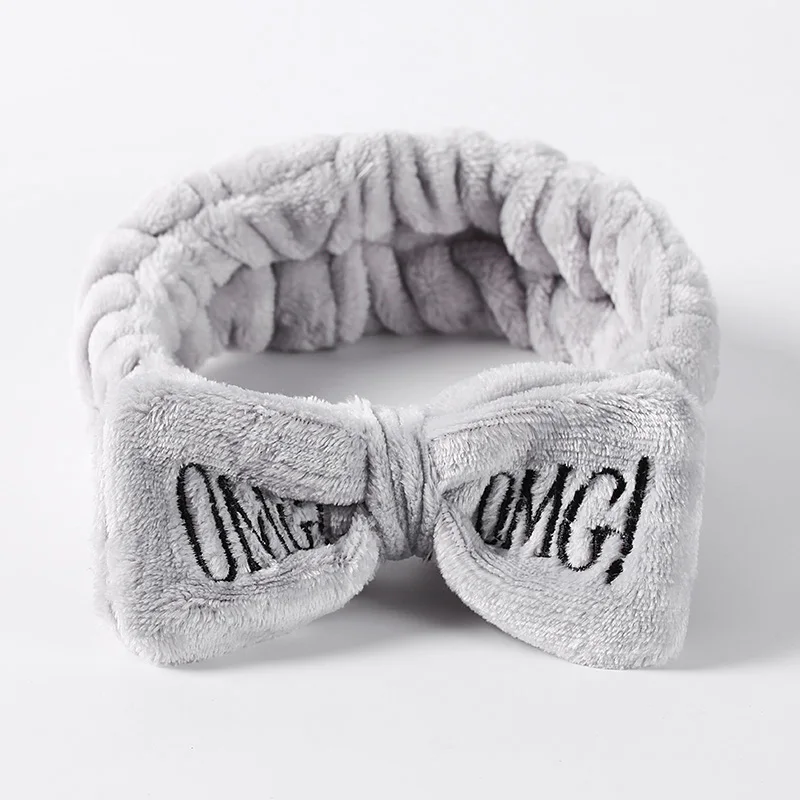 TSZ038-7 Новая мода OMG повязки для волос с буквами коралловый флис мыть лицо ободок с бантиком для женщин милые девушки повязки для волос аксессуары для волос в виде тюрбана - Цвет: TSZ038-7