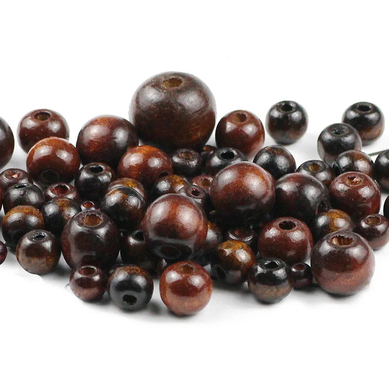 10~500pcs Brown Natural wood beads 5/6/8/10/12MM Eco-Friendly Round Loose beads for Jewelry makeing bracelet DIY