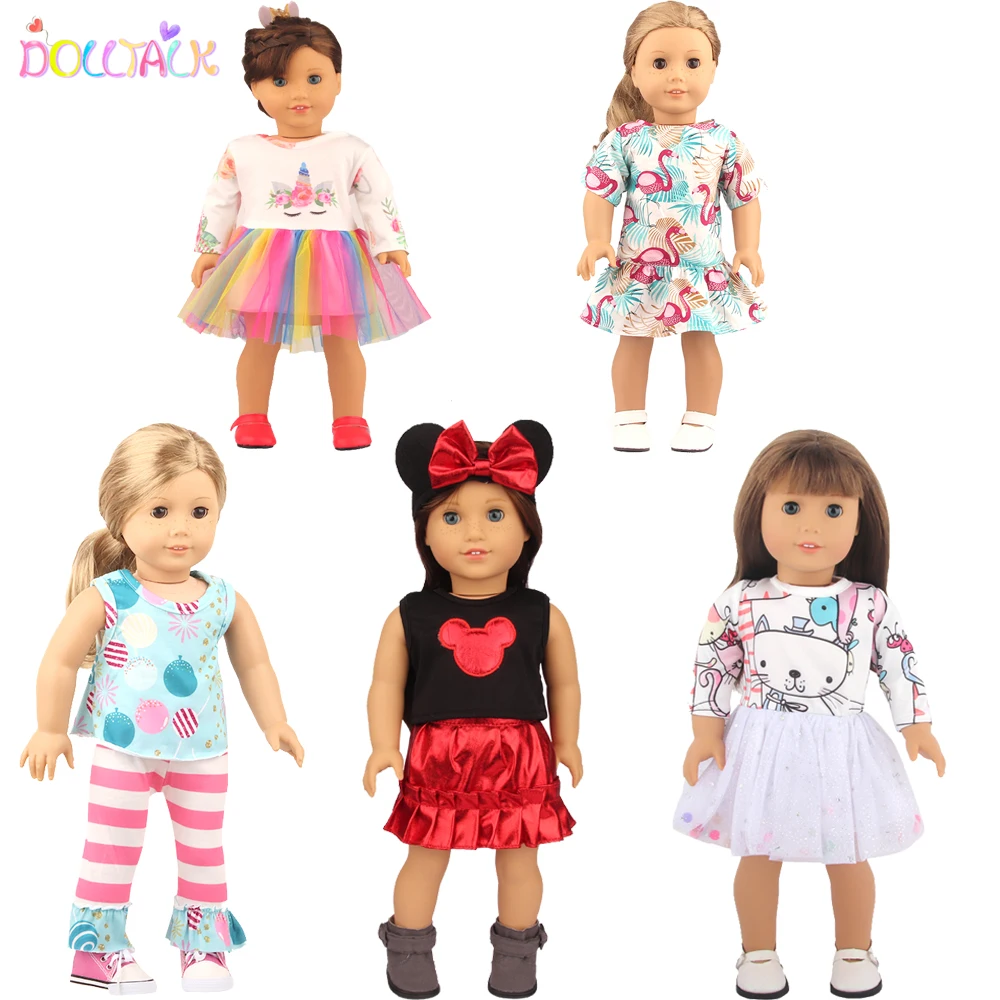 5 Sets American 18 Inch Girl Doll Clothes Animal Tree Mickey Clothes Dress Set For 43cm New Born Baby&OG,Doll Accessories Gift 3 sets early education animal puzzle plaything boy puzzles for kids ages 3 5 wood 2 year old