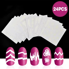 Новая мода 24 шт. 3D Белый французский клей для ногтей бумага декоративная лента полоса лента DIY Декоративные наклейки для ногтей