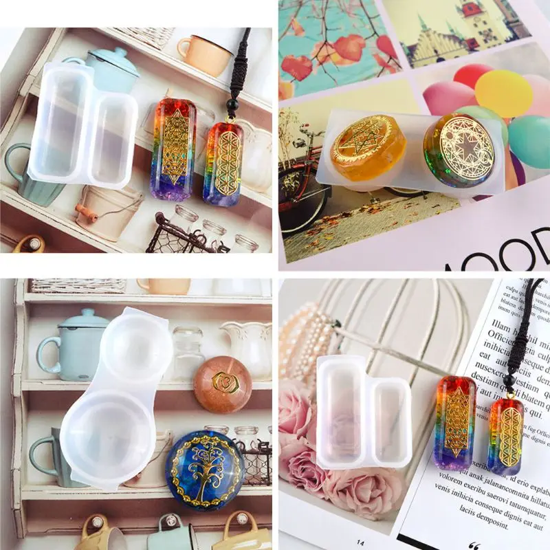 Faceted Round Square Orgonite Resin Pendant Mold Crystals Stones Orgone Silicone Resin Mold Keychain Jewelry Making Tool