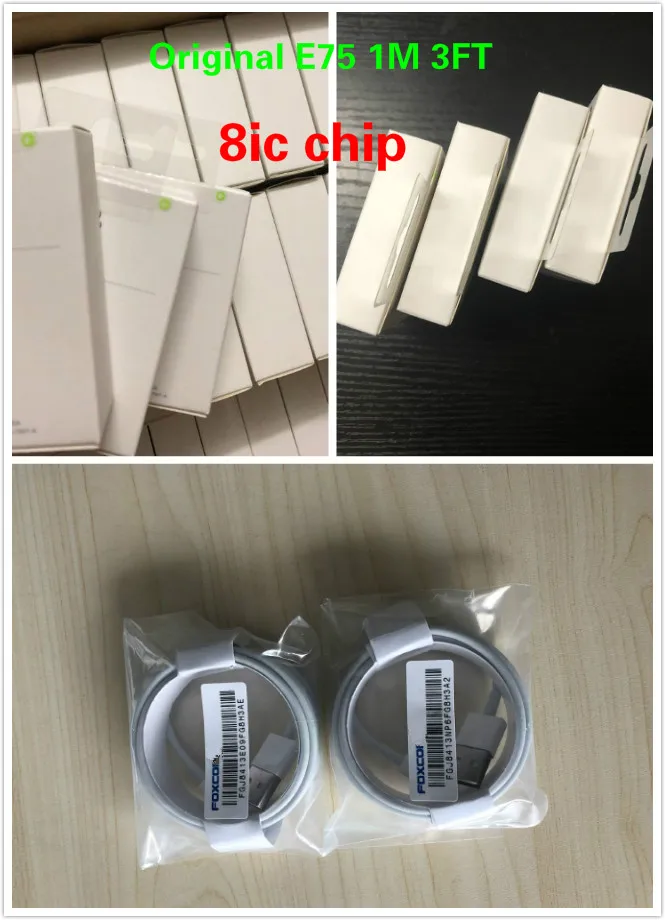 100 шт./лот 1 м/3 фута E75 8ic чип данных USB кабель зарядного устройства для Foxconn i6 5 usb кабель для iph x 8 6s для ios 13