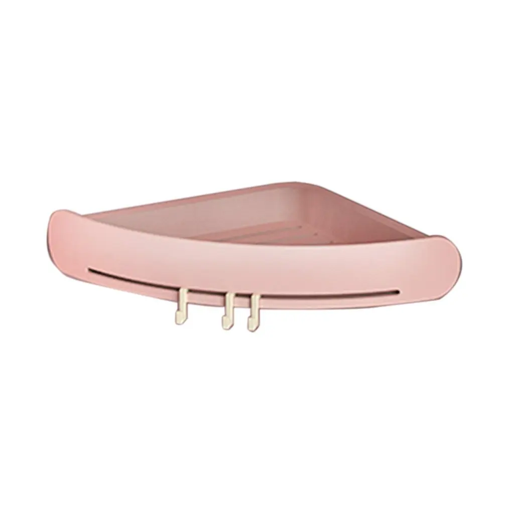 Розовый Plastic Corner Shelf Bathroom Shelf Organizer Snap Up Caddy Bathroom Shower Storage Wall Holder Shampoo Holder Wall Hanging - Цвет: Розовый
