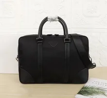 Men's black nylon designer briefcase high quality laptop bag large capacity retro fashion office handbag